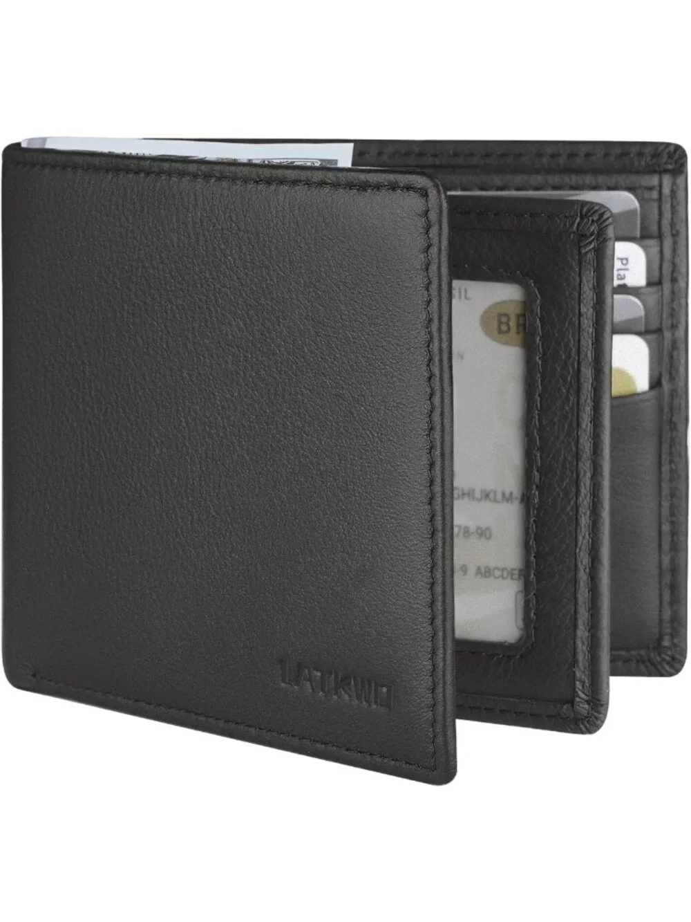 Slim RFID Blocking Genuine Leather Bifold Wallet for Men - Front Pocket Design